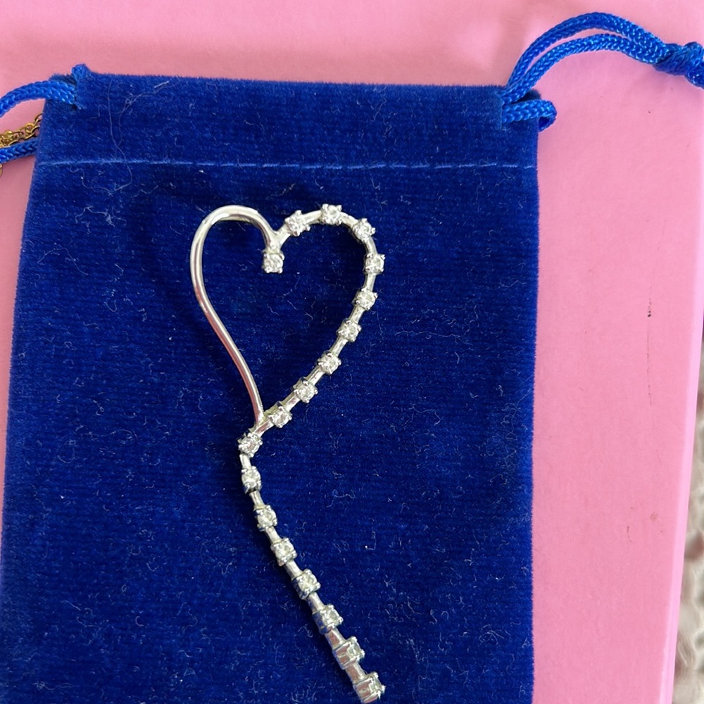 Heart shaped pendant with crystals. Pink solitaire sparkly pendant